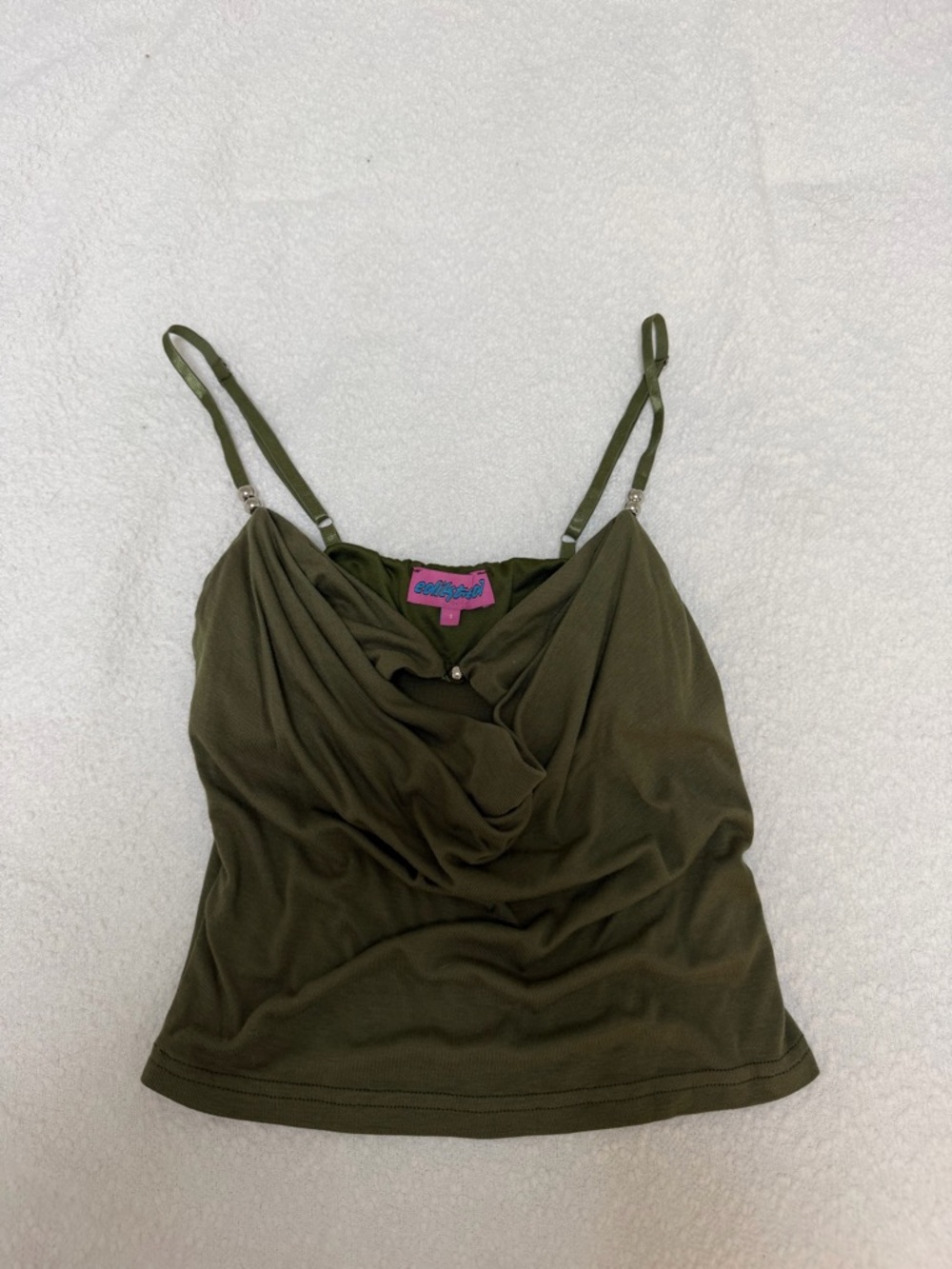 Edikted Olive Green Draped Cowl Cami